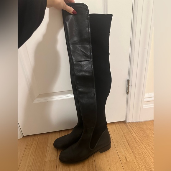 Stuart Weitzman Black Leather Over Knee Boots - Picture 2 of 3